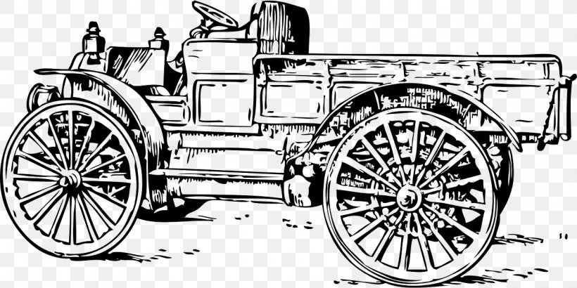 Pickup Truck Vintage Car Clip Art, PNG, 1280x640px, Pickup Truck, Antique Car, Automotive Design, Automotive Tire, Black And White Download Free