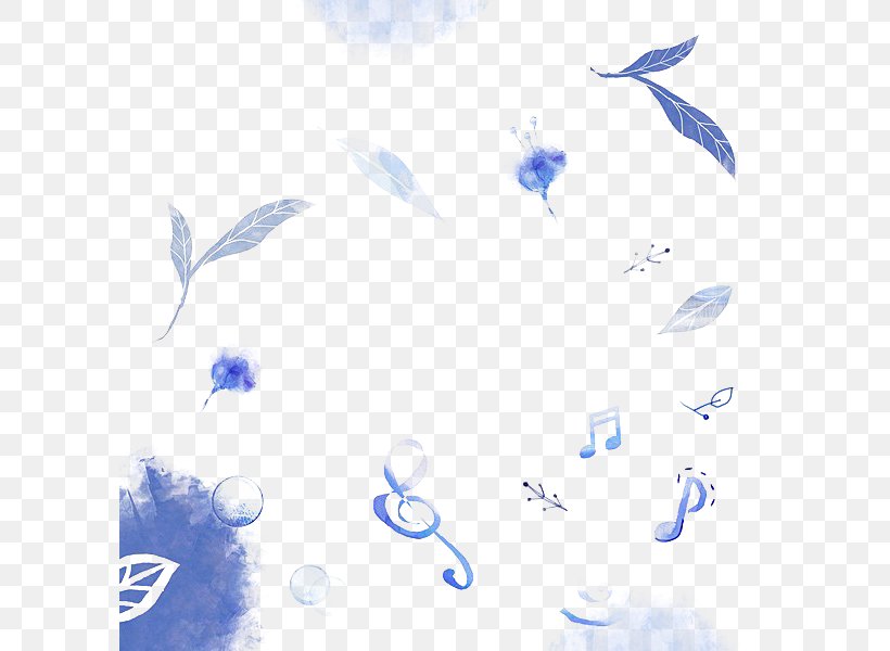 Blue Musical Note, PNG, 600x600px, Watercolor, Cartoon, Flower, Frame, Heart Download Free