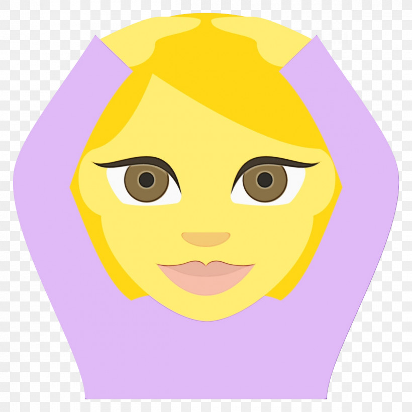 Face Cartoon Yellow Facial Expression Violet, PNG, 1200x1200px, Watercolor, Cartoon, Face, Facial Expression, Head Download Free