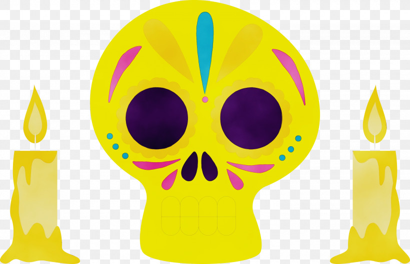 Smiley Yellow Font Meter, PNG, 3000x1939px, Day Of The Dead, D%c3%ada De Muertos, Meter, Mexico, Paint Download Free