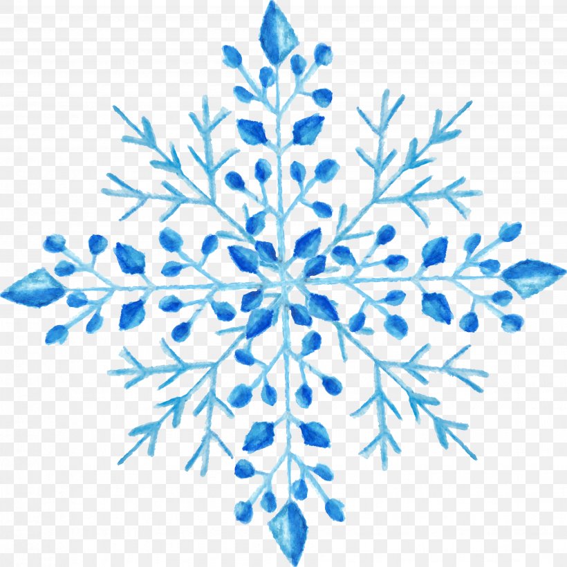 Snowflake Watercolor Painting, PNG, 3677x3677px, Snowflake, Black And White, Blue, Color, Petal Download Free