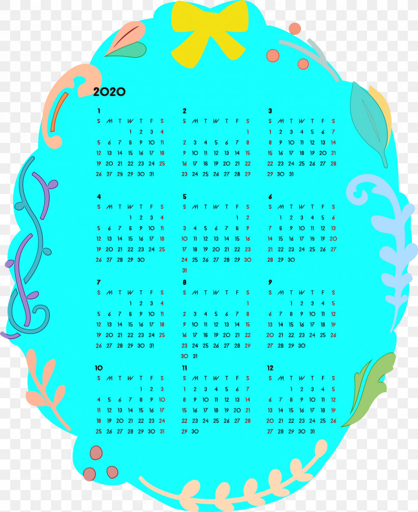 Turquoise Aqua Circle, PNG, 2451x3000px, 2020 Calendar, 2020 Yearly Calendar, Aqua, Circle, Paint Download Free