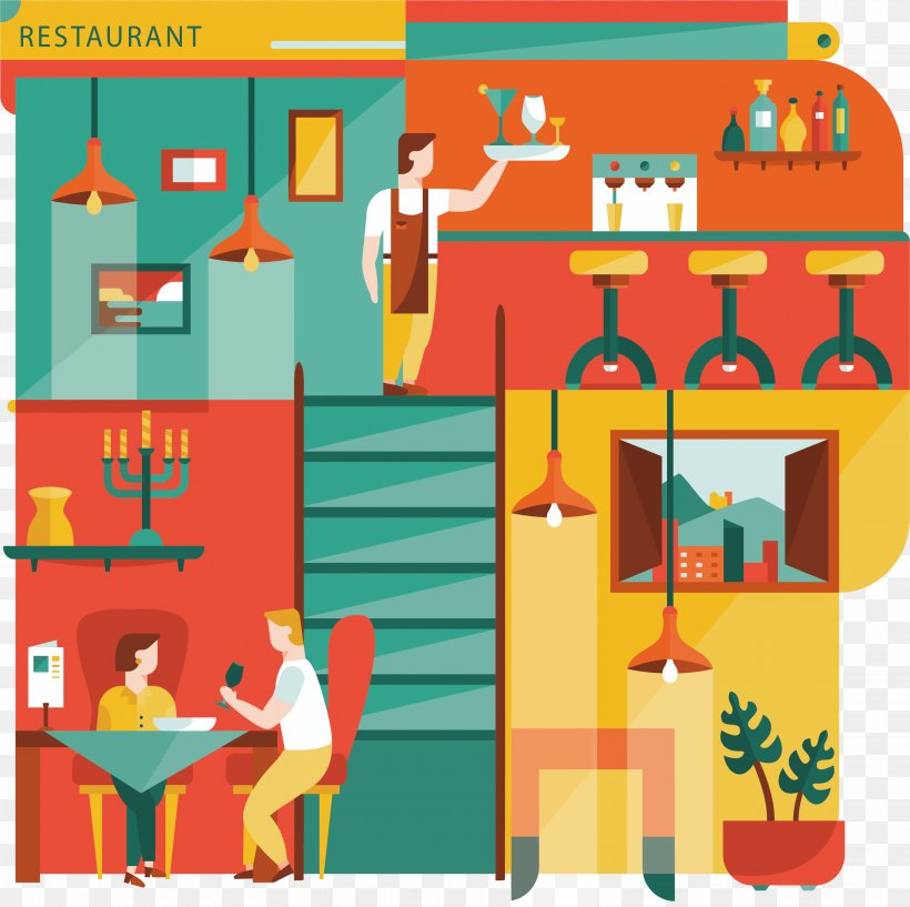 Restaurant Flat Design Illustration, PNG, 2891x2881px, Restaurant, Area, Art, Artworks, Dish Download Free
