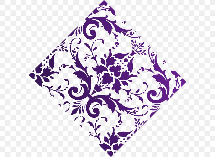 Damask Royalty-free Purple Clip Art, PNG, 600x600px, Damask, Area, Art, Flower, Leaf Download Free