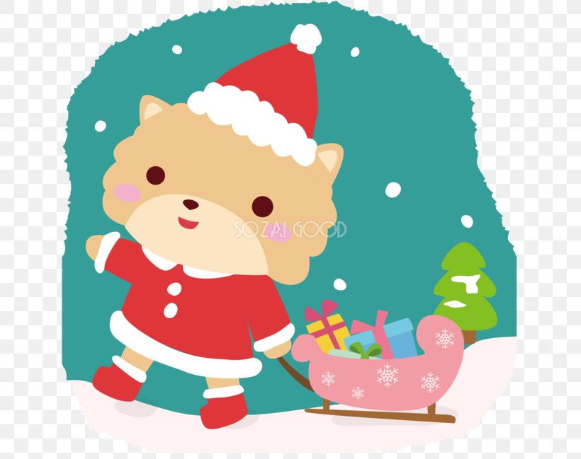 Christmas Ornament Santa Claus Christmas Tree Illustration Dog, PNG, 660x649px, Christmas Ornament, Area, Art, Canidae, Christmas Download Free