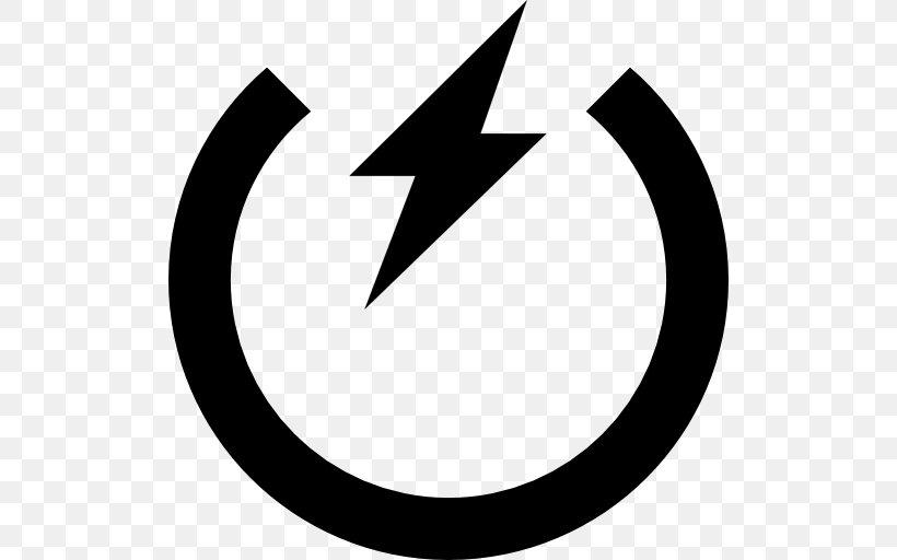 Symbol Lightning, PNG, 512x512px, Symbol, Area, Black And White, Brand, Crescent Download Free