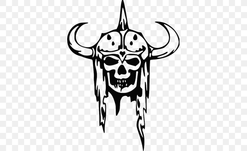 Drawing Viking Skull Tattoo, PNG, 500x500px, Drawing, Art, Black And White, Bone, Cattle Like Mammal Download Free