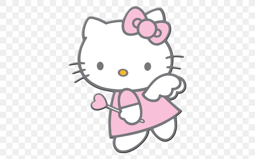 Hello Kitty Cat Image Drawing Sticker, PNG, 512x512px, Watercolor, Cartoon, Flower, Frame, Heart Download Free