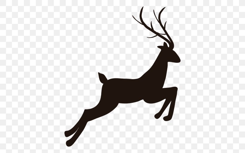 Reindeer Silhouette, PNG, 512x512px, Reindeer, Antler, Black And White, Deer, Fauna Download Free