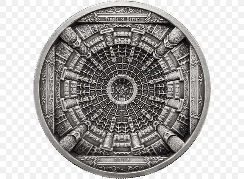 Temple Of Heaven Silver Coin Cook Islands Antique, PNG, 600x600px, Temple Of Heaven, Antique, Beijing, Black And White, Coin Download Free