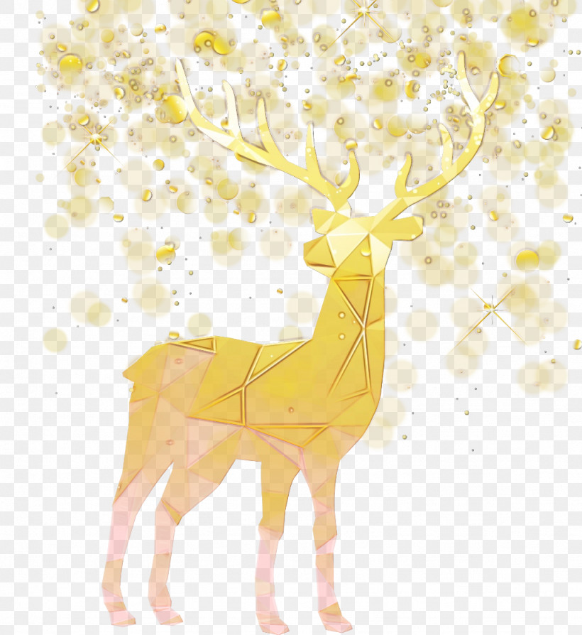 Reindeer, PNG, 1024x1117px, Watercolor, Deer, Fawn, Paint, Reindeer Download Free