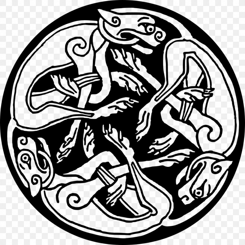 Celtic Hounds Book Of Kells Celtic Knot Celts Celtic Art, PNG, 1024x1024px, Celtic Hounds, Art, Artwork, Black And White, Book Of Kells Download Free