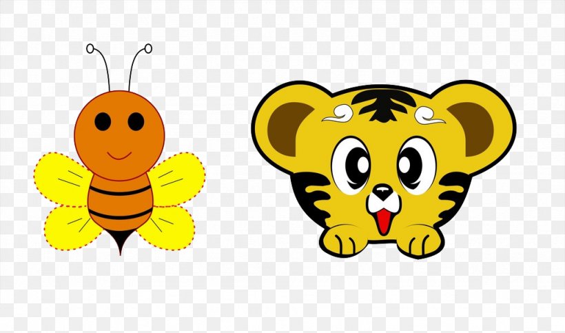 Tiger Bee Animal, PNG, 1024x604px, Tiger, Animal, Animation, Bee, Cartoon Download Free