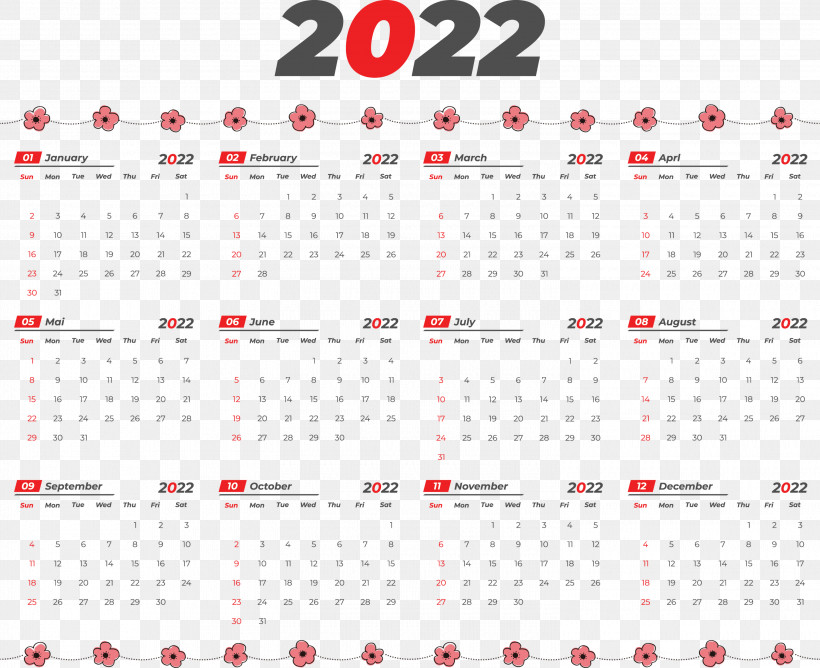 2022 Yearly Calendar Printable 2022 Yearly Calendar Template, PNG, 3000x2445px, 1000000, Calendar System, Project, Royaltyfree, Template Download Free