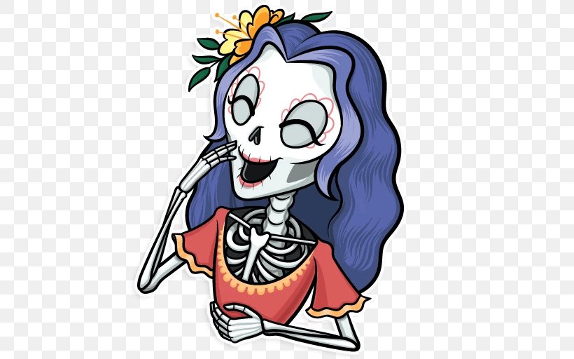 La Calavera Catrina Telegram Sticker Hello Kitty, PNG, 512x512px, Watercolor, Cartoon, Flower, Frame, Heart Download Free