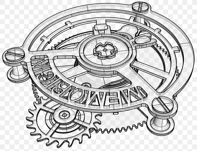 Pocket Watch Drawing Tourbillon Clock, PNG, 1446x1106px, Watch, Antique, Artwork, Auto Part, Black And White Download Free