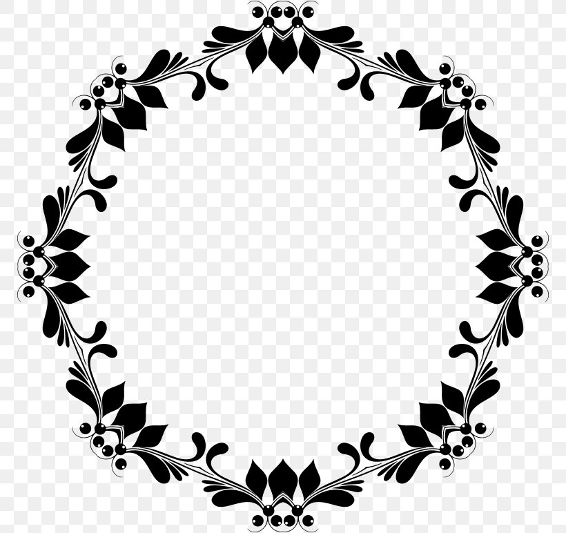 Picture Frames Floral Design Flower Clip Art, PNG, 772x772px, Picture Frames, Art, Black And White, Branch, Decorative Arts Download Free