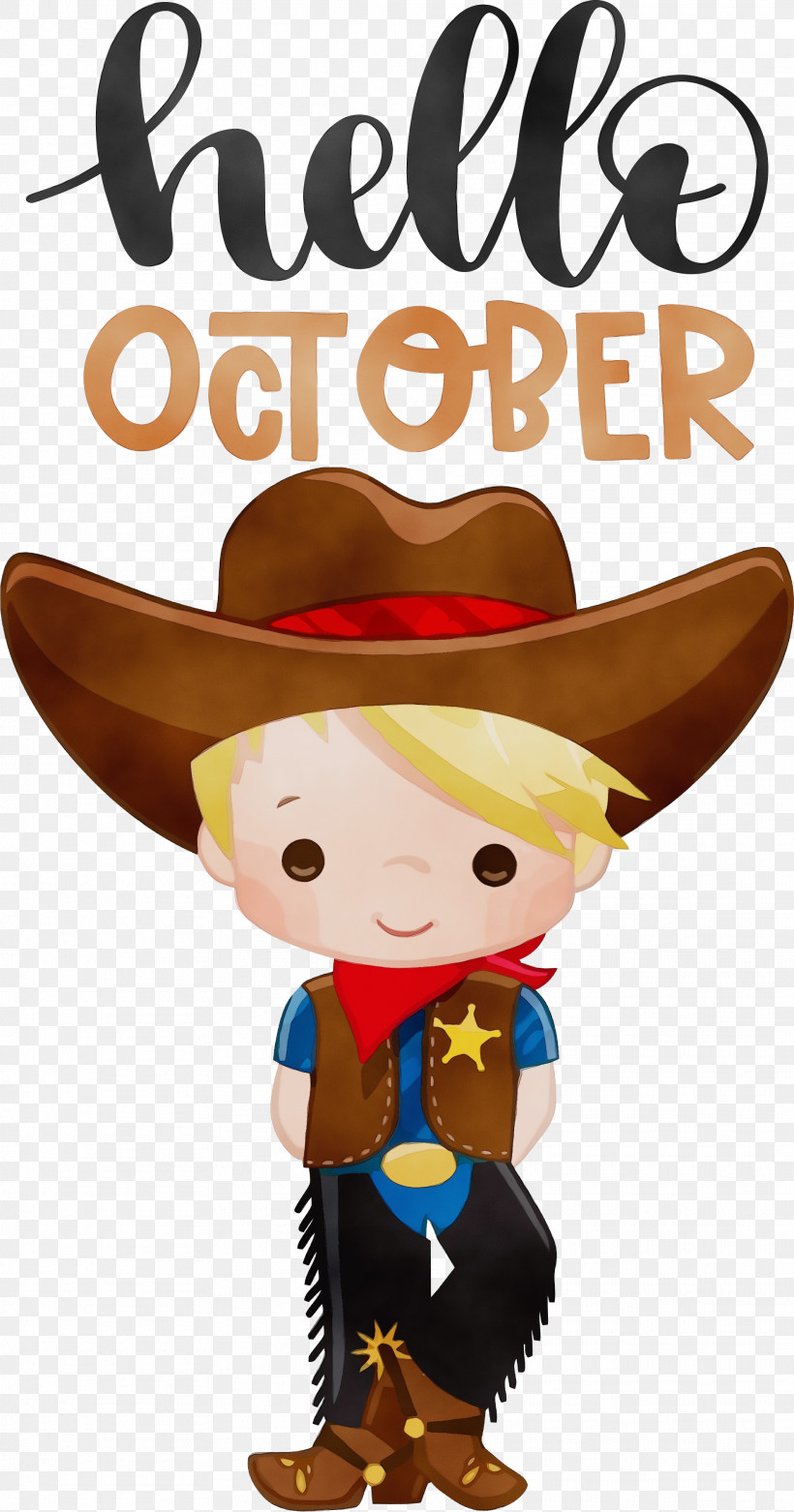 Cowboy Hat, PNG, 1972x3757px, Hello October, Autumn, Behavior, Cartoon, Cowboy Download Free