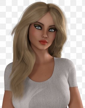 Gorgeous Sunscreen - Blond Brown Hair Bangs Long Hair PNG