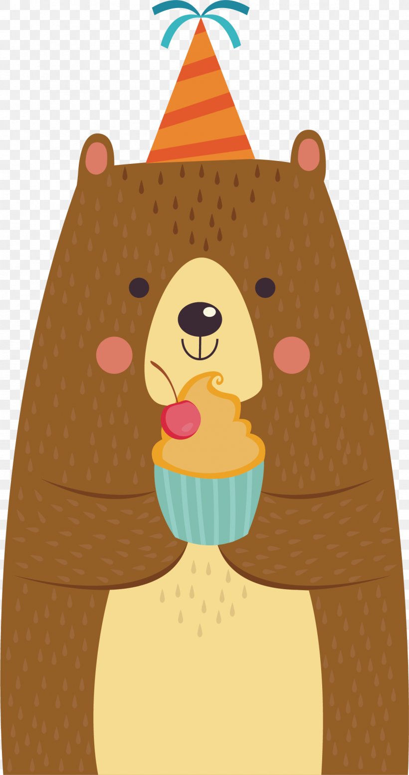 Cute Brown Bear With Cake, PNG, 1272x2407px, Watercolor, Cartoon, Flower, Frame, Heart Download Free