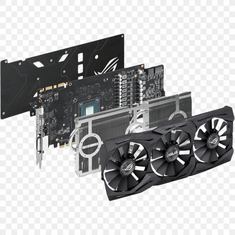 Graphics Cards & Video Adapters 英伟达精视GTX 1080 GeForce Republic Of Gamers, PNG, 1000x1000px, Graphics Cards Video Adapters, Asus, Computer, Computer Component, Computer Cooling Download Free