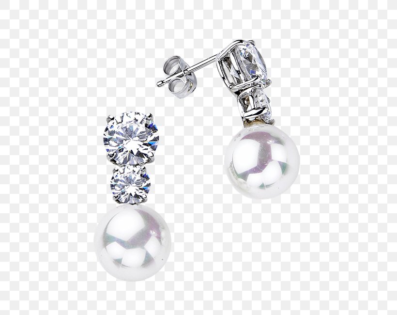 Pearl Earring Carat Cubic Zirconia Jewellery, PNG, 650x650px, Pearl, Body Jewellery, Body Jewelry, Brilliant, Carat Download Free