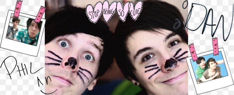 Dan Howell Phil Lester Dan And Phil Whiskers Cat, PNG, 1223x500px, Watercolor, Cartoon, Flower, Frame, Heart Download Free