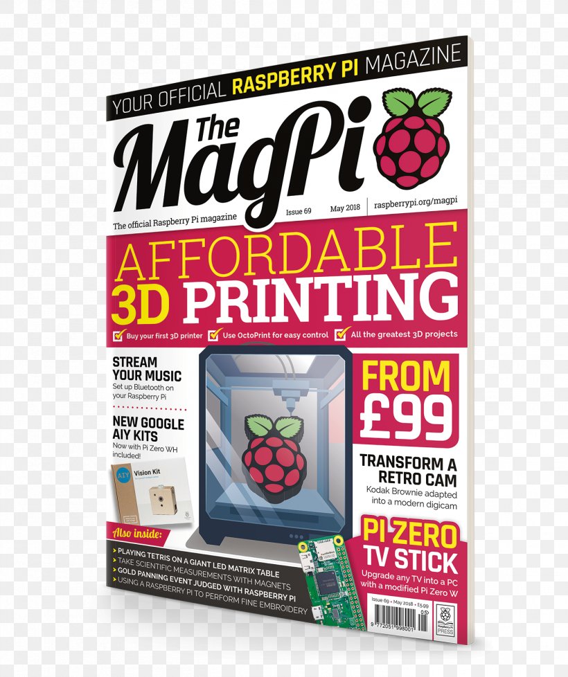 Raspberry Pi The MagPi 3D Printing Computer, PNG, 1408x1680px, 3d Computer Graphics, 3d Printing, Raspberry Pi, Advertising, Arm Cortexa53 Download Free