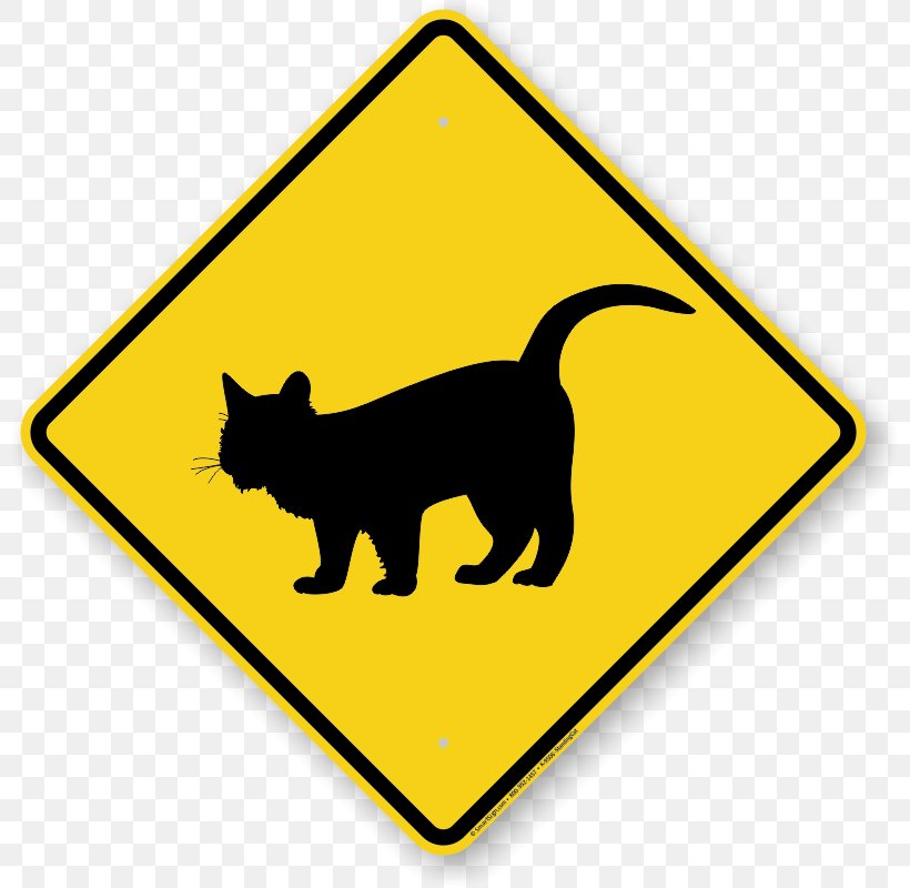 Traffic Sign Road Warning Sign, PNG, 800x800px, Traffic Sign, Area, Black, Carnivoran, Cat Download Free