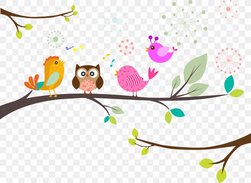 Bird Owl Illustration, PNG, 2371x1727px, Bird, Art, Beak, Bird Of Prey, Branch Download Free