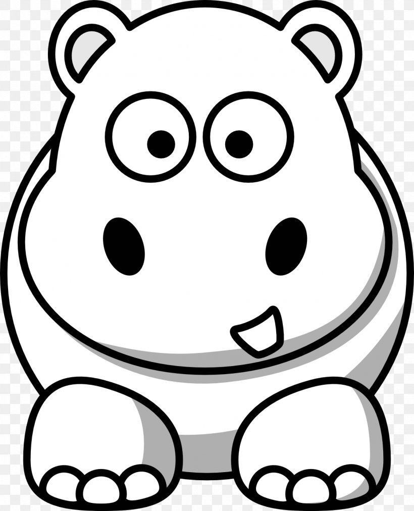 Hippopotamus Black And White Cartoon Clip Art, PNG, 1331x1643px, Hippopotamus, Animation, Black And White, Cartoon, Coloring Book Download Free