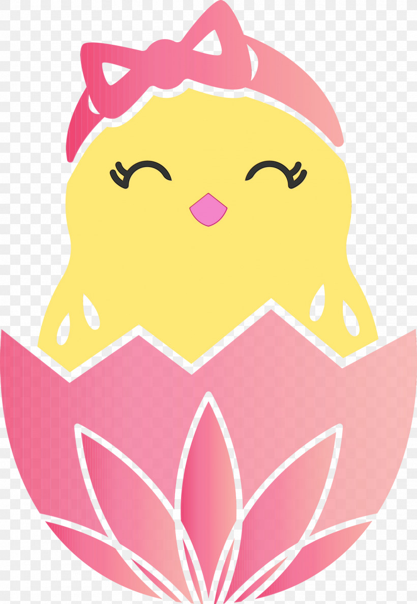 Pink Cartoon Yellow Smile Sticker, PNG, 2073x3000px, Chick In Eggshell, Adorable Chick, Cartoon, Easter Day, Paint Download Free