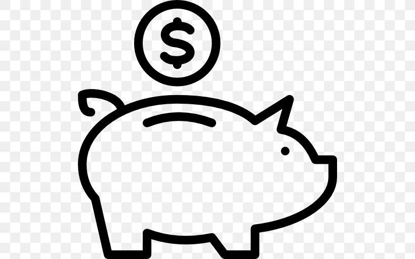 Piggy Bank Coin Money Saving, PNG, 512x512px, Piggy Bank, Area, Bank, Black And White, Budget Download Free
