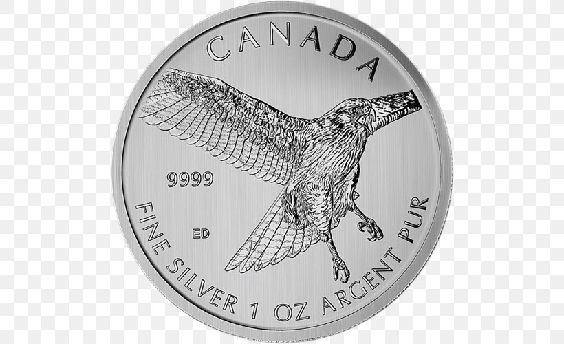 Canada Perth Mint Silver Coin Royal Canadian Mint, PNG, 500x500px, Canada, Australian Silver Kookaburra, Black And White, Bullion, Bullion Coin Download Free