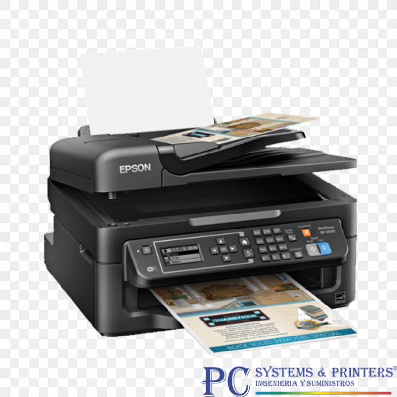 Inkjet Printing Multi-function Printer Epson WorkForce WF-2630 Image Scanner, PNG, 828x828px, Inkjet Printing, Canon, Color Printing, Dots Per Inch, Electronic Device Download Free