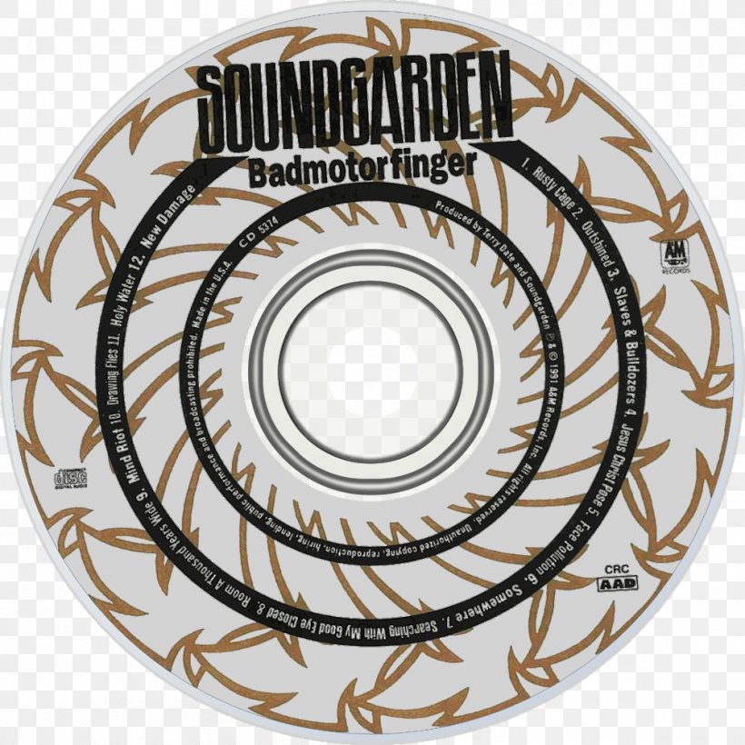 Badmotorfinger Soundgarden Louder Than Love Compact Disc Phonograph Record, PNG, 1000x1000px, Watercolor, Cartoon, Flower, Frame, Heart Download Free