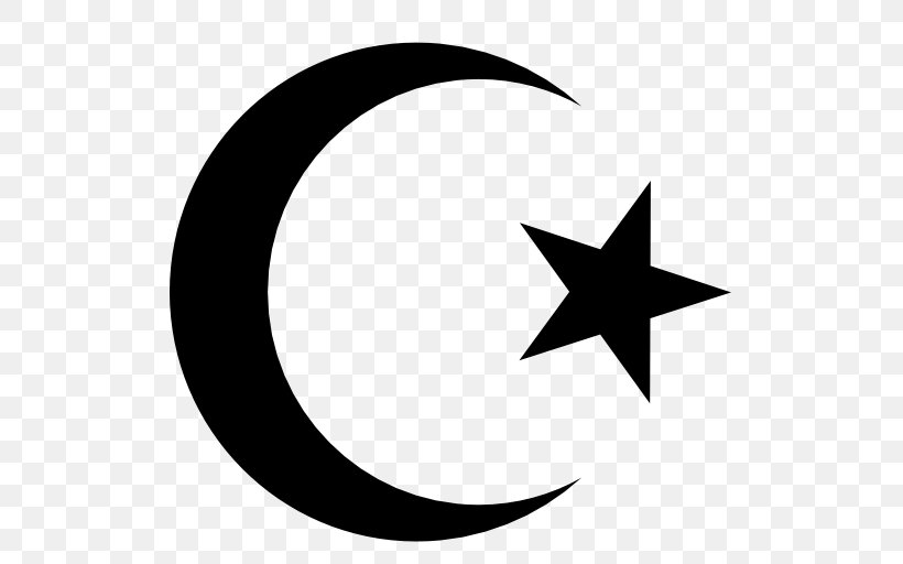 Star And Crescent Symbols Of Islam Star Polygons In Art And Culture Clip Art, PNG, 512x512px, Star And Crescent, Artwork, Black And White, Crescent, Fivepointed Star Download Free