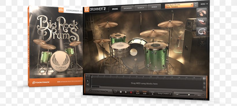 Toontrack Big Rock Drums EZX Toontrack EZdrummer 2 Superior Drummer, PNG, 898x404px, Watercolor, Cartoon, Flower, Frame, Heart Download Free