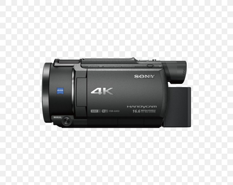 Video Cameras Sony Handycam FDR-AX53, PNG, 650x650px, 4k Resolution, Video Cameras, Camcorder, Camera, Camera Lens Download Free