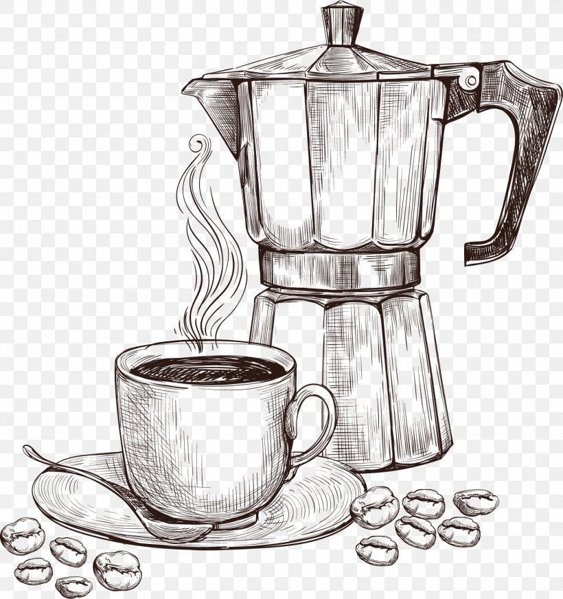 Arabic Coffee Coffeemaker Coffee Cup Coffee Preparation, PNG, 1566x1667px, Coffee, Arabic Coffee, Black And White, Coffee Cup, Coffee Preparation Download Free
