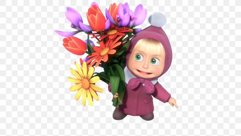 Masha And The Bear Desktop Wallpaper Bunch Of Flowers, PNG, 500x464px, Masha And The Bear, Animated Film, Backpack, Bear, Bunch Of Flowers Download Free