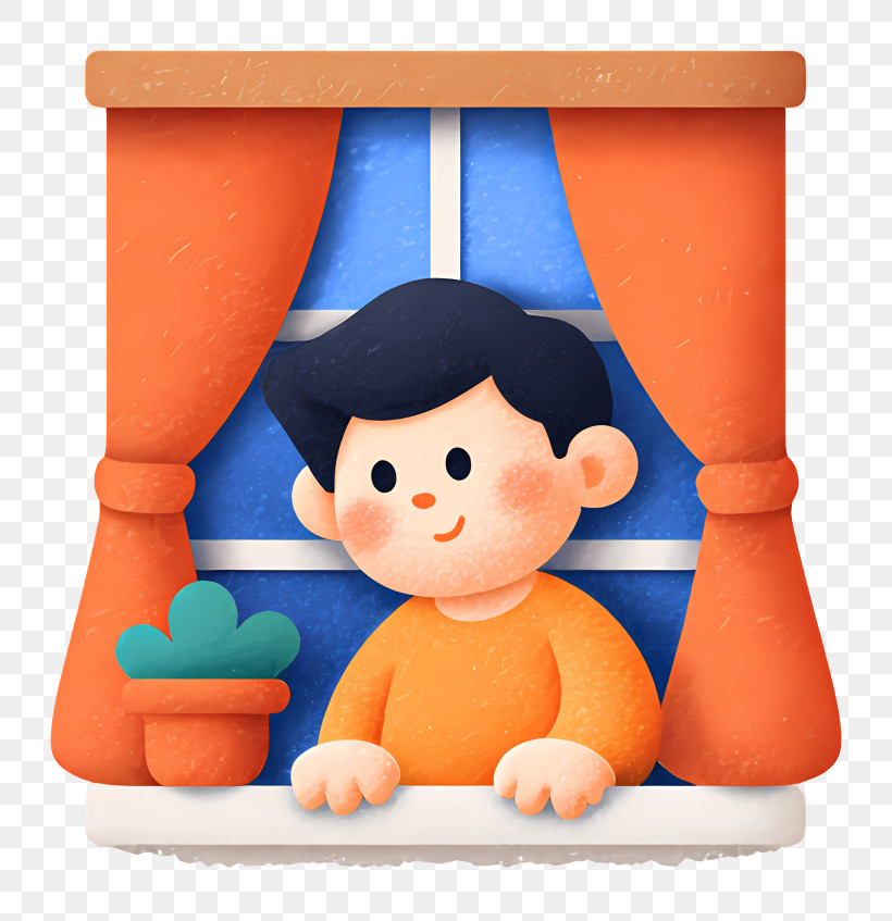 Boy Peeking Outside Window - Boy Looking Out The Window PNG