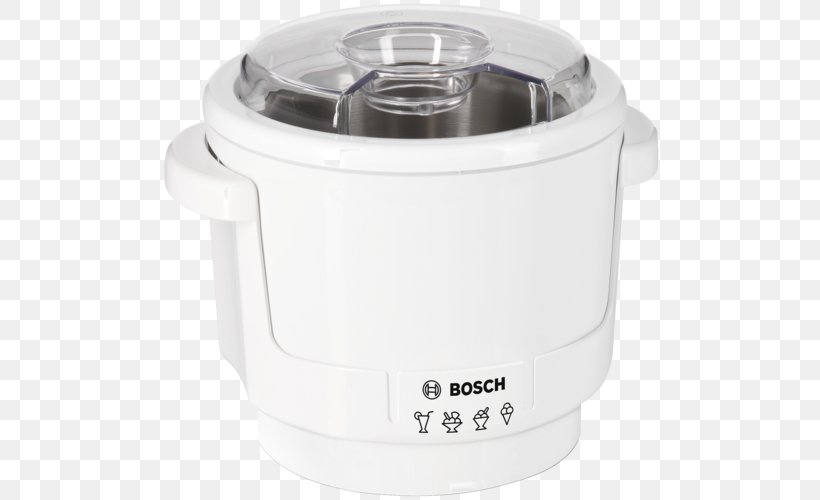 Ice Cream Makers Robert Bosch GmbH Sorbet Kitchen, PNG, 500x500px, Ice Cream Makers, Cookware Accessory, Food Processor, Home Appliance, Ice Download Free