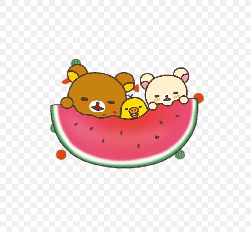 Rilakkuma Pancake Watermelon Desktop Wallpaper Kawaii, PNG, 568x757px, Watercolor, Cartoon, Flower, Frame, Heart Download Free