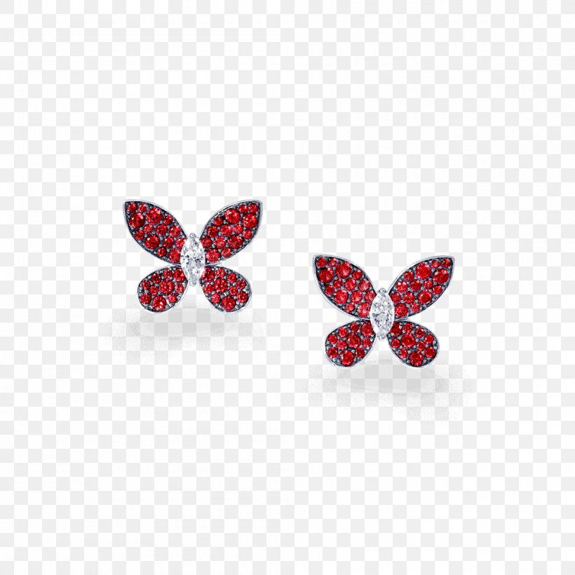 Butterfly Earring Graff Diamonds Ruby Jewellery, PNG, 1000x1000px, Butterfly, Body Jewellery, Body Jewelry, Bracelet, Brooch Download Free