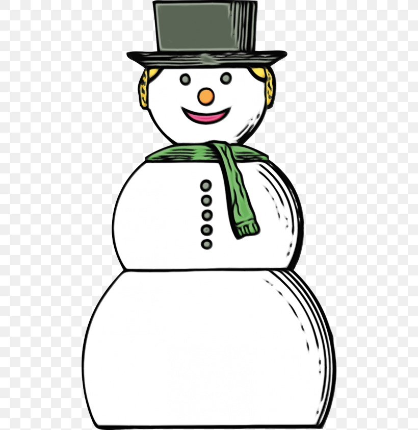 Snowman, PNG, 500x843px, Watercolor, Cartoon, Costume Hat, Hat, Headgear Download Free