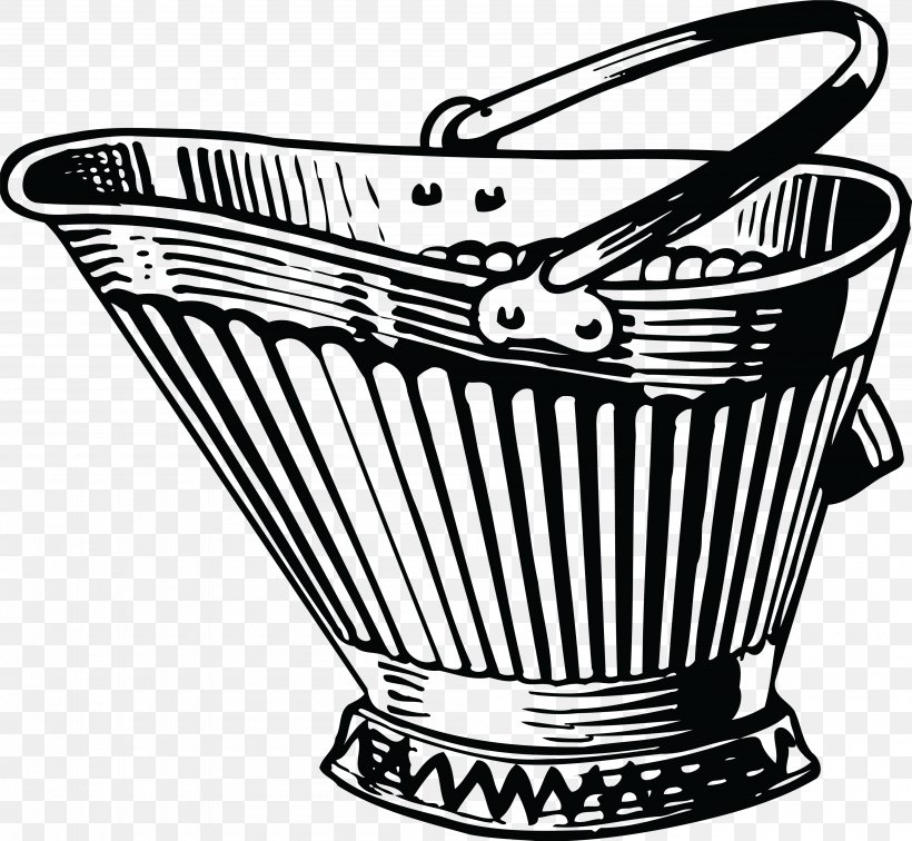 Bucket Coal Scuttle Clip Art, PNG, 4000x3691px, Bucket, Basket, Black And White, Cdr, Coal Scuttle Download Free