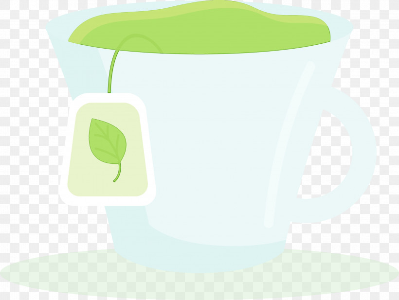 Coffee Cup, PNG, 3410x2568px, Watercolor, Coffee, Coffee Cup, Cup, Green Download Free