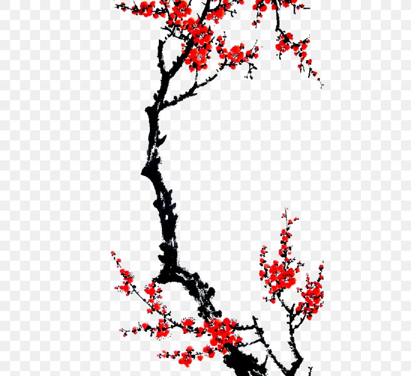 Plum Blossom Download Preview, PNG, 750x750px, Plum, Area, Art, Black And White, Blossom Download Free