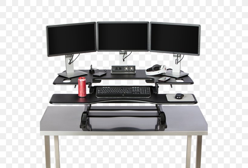 Standing Desk Sit-stand Desk Computer Monitors, PNG, 555x555px, Desk, Computer Monitor Accessory, Computer Monitors, Desktop Computer, Desktop Computers Download Free